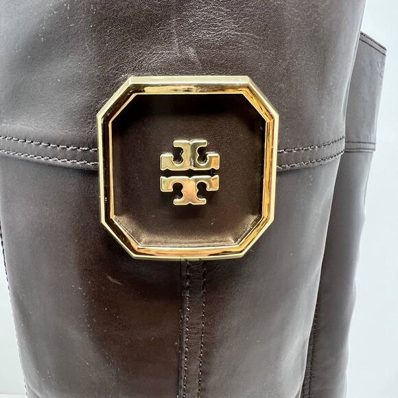 Tory Burch Boots Women's 8M Brown Leather Tall Equestrian Riding Boots Back Zip - Picture 2 of 16